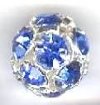 1 10mm Round Silver with Light Sapphire Rhinestones